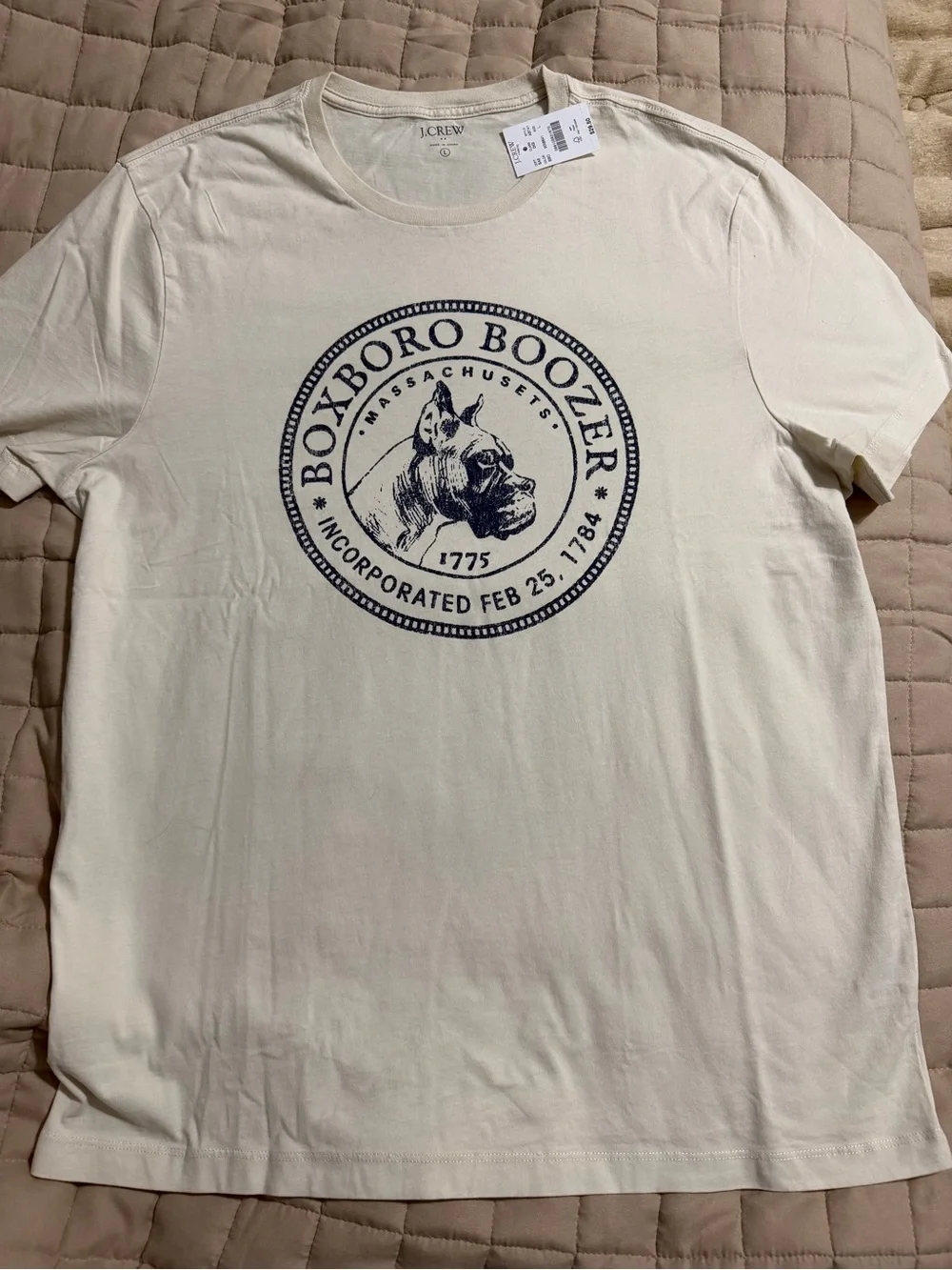 J. Crew Cream Short-Sleeve Boxboro Boozer Graphic Tee